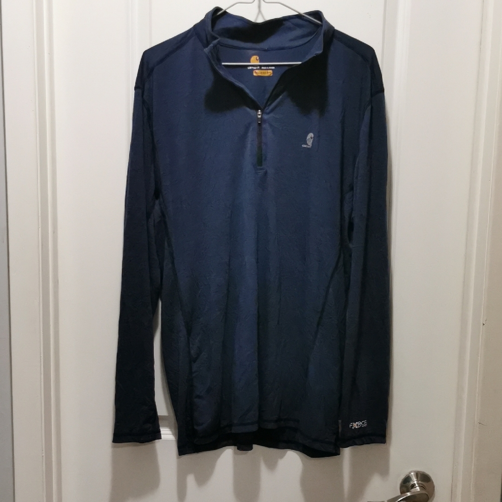 Carhartt Dark‎ Blue Relaxed Fit Long Sleeve Quater Zip Tee